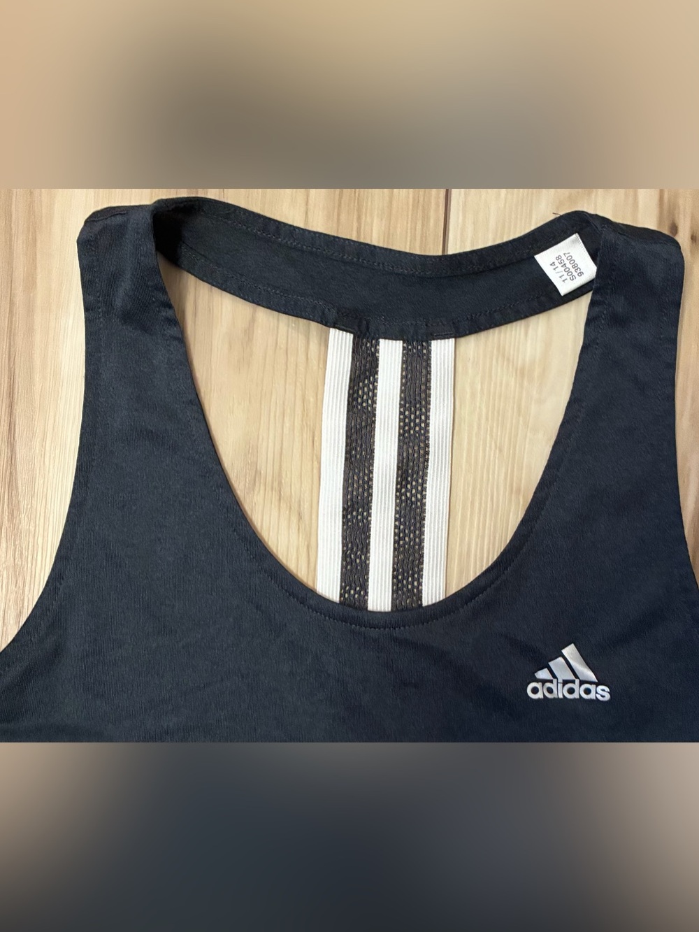 Adidas Black Women's Athletic Racerback Tank with Striped Back Detail - Picture 2 of 7